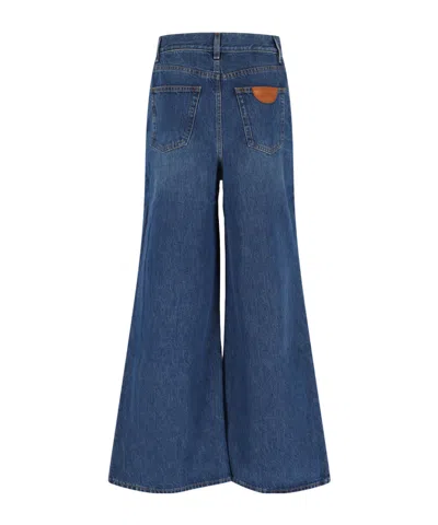 Chloé Chloe' Wide Leg Denim Jeans In Black