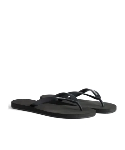 Balenciaga Men Black Thing Sandals With Logo Lettering In Tech Fabric Man