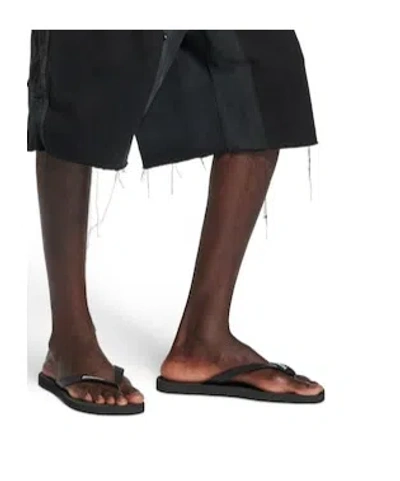 Balenciaga Men Black Thing Sandals With Logo Lettering In Tech Fabric Man