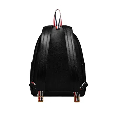 Thom Browne Rwb Stripe Pebbled Leather Backpack In Black
