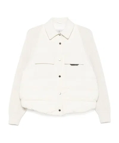 Brunello Cucinelli Two-material Down Jacket With Shiny Flap Detail