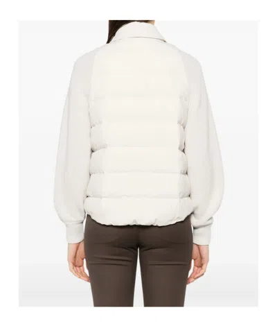 Brunello Cucinelli Two-material Down Jacket With Shiny Flap Detail