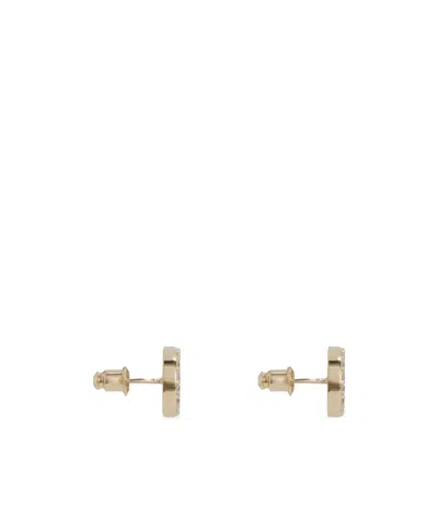 Ferragamo Double Hook Earrings With Crystal Accents In Gold