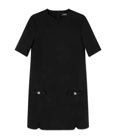 Versace Medusa Short Sleeve Shift Dress In Black