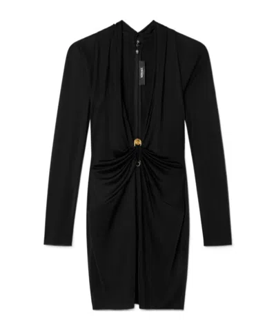 Versace Safety Pin Fitted Mini Dress In Black