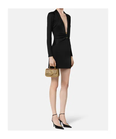 Versace Safety Pin Fitted Mini Dress In Black