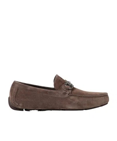 Ferragamo Gancini Loafers In Brown