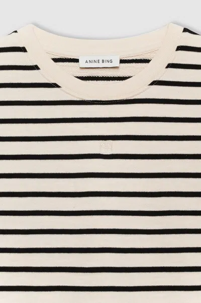 Anine Bing Womens Blk Stripe French Terry Myers Cropped Cotton-blend T-shirt Xs In Neutral