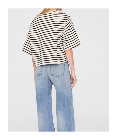 Anine Bing Womens Blk Stripe French Terry Myers Cropped Cotton-blend T-shirt Xs In Neutral