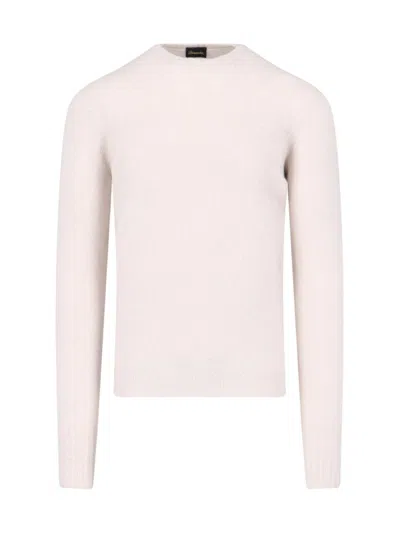 Drumohr Ribbed Crewneck Sweater With Soft Texture In White
