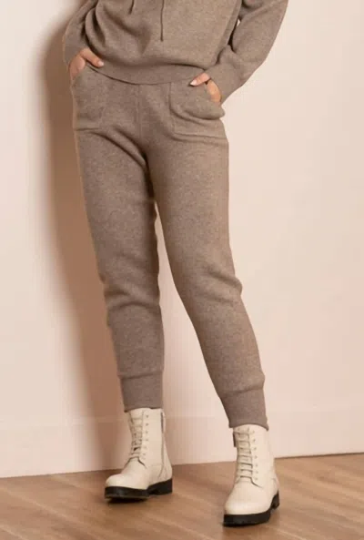 Jessie Liu Jayla Knit Jogger Pants In Brown In Brown