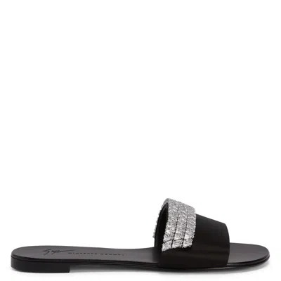 Giuseppe Zanotti Roll Satin Sandal In Black