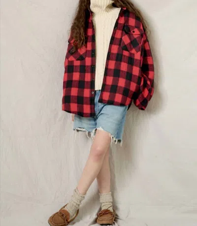 Denimist Buffalo Plaid Flannel Shirt Jacket In Red