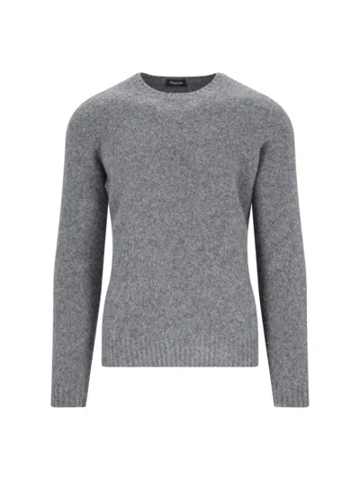 Drumohr Basic Sweater In Grey Wool Dark Shade