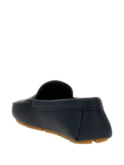 Prada Enamel-triangle-logo Suede Loafers In Blue