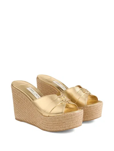 Jimmy Choo Leda Wedge 100 In Gold