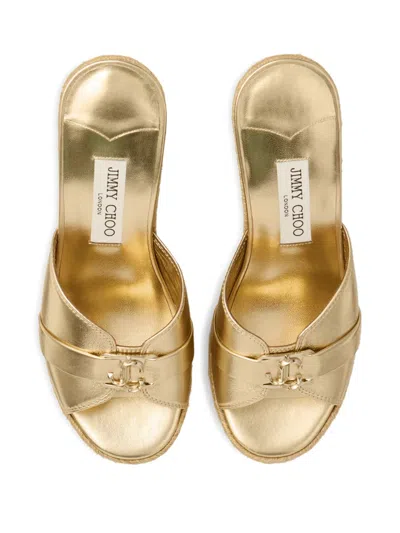 Jimmy Choo Leda Wedge 100 In Gold