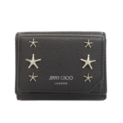 Pre-owned Jimmy Choo Leather Wallet (bi-fold) () In Black