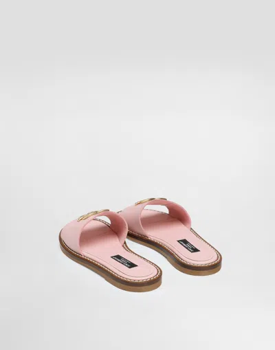 Dolce & Gabbana Dg-plaque Slides In Pink