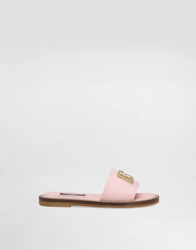 Dolce & Gabbana Dg-plaque Slides In Pink