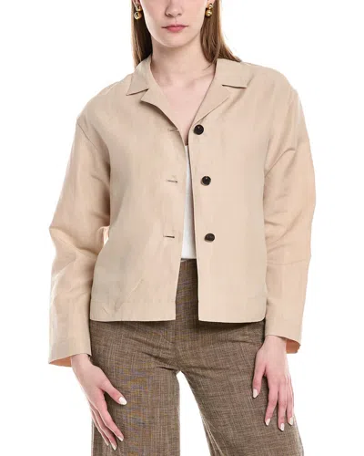Lafayette 148 New York Drop Shoulder Silk & Linen-blend Cropped Jacket In Neutral