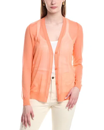 Lafayette 148 V-neck Button Front Wool-blend Cardigan In Orange