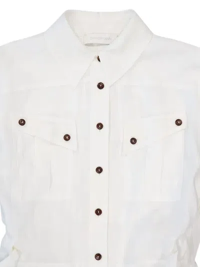 Zimmermann Rhiannon Cuffed Linen Playsuit In White