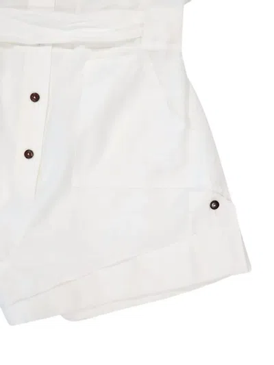 Zimmermann Rhiannon Cuffed Linen Playsuit In White