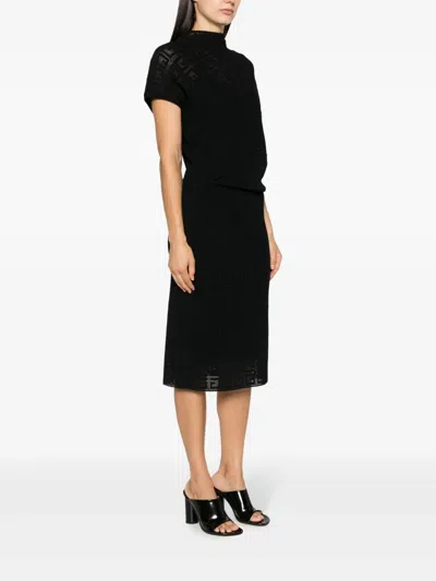 Givenchy 4g Jacquard Draped Midi Dress In Black