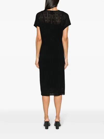 Givenchy 4g Jacquard Draped Midi Dress In Black