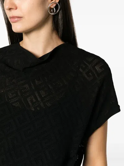 Givenchy 4g Jacquard Draped Midi Dress In Black