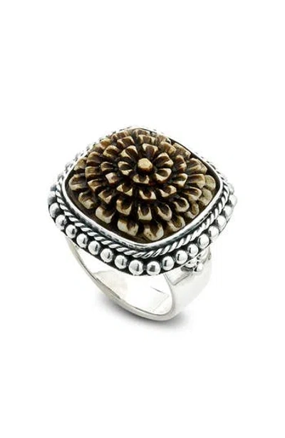 Samuel B. Silver Carved Flower Ring In Gray