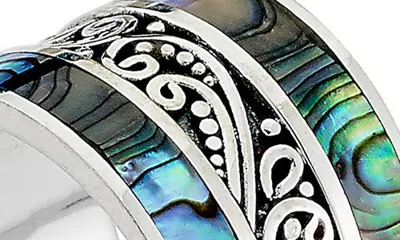Samuel B. Silver Abalone Scrollwork Ring