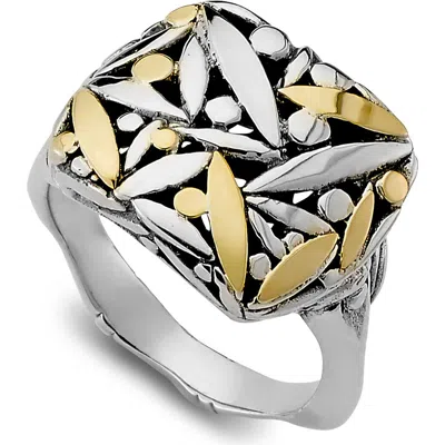 Samuel B. Leaf Design Wide Band Ring
