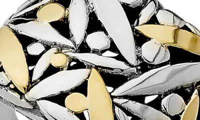 Samuel B. Leaf Design Wide Band Ring