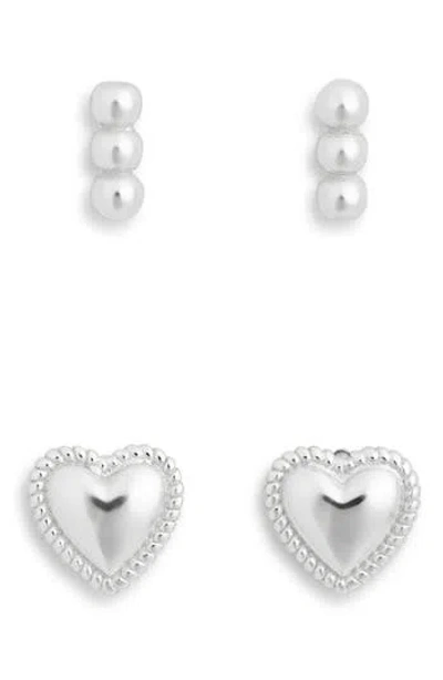 Argento Vivo Set Of 2 Line Bead Stud Earrings