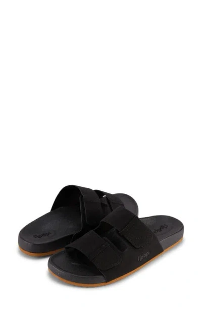Floopi Double Strap Slide Sandal In Black