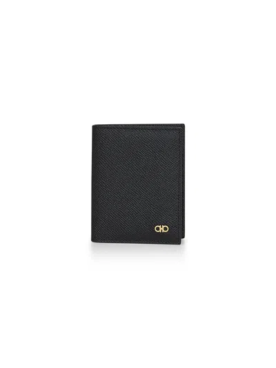 Ferragamo Gancini Grained Leather Cardholder In Black