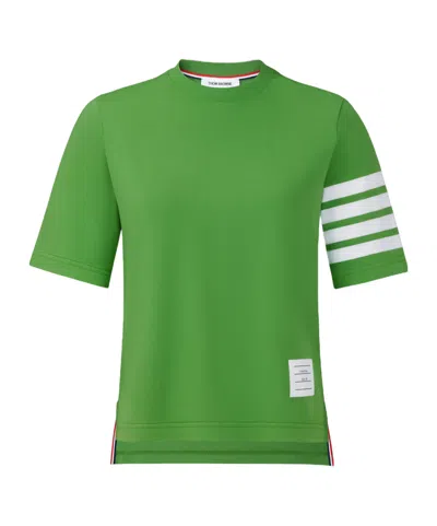 Thom Browne 4-bar Stripes Crewneck T-shirt In Green