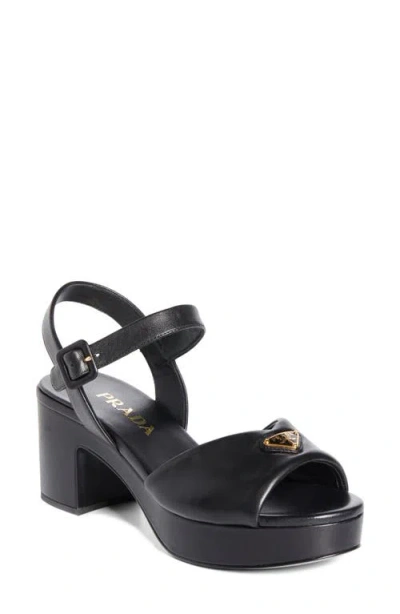 Prada Soft Nappa Ankle Strap Platform Sandals