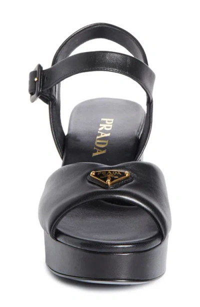 Prada Soft Nappa Ankle Strap Platform Sandals