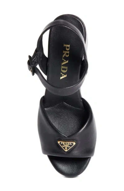 Prada Soft Nappa Ankle Strap Platform Sandals