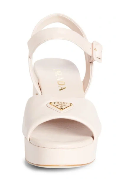 Prada Logo Platform Sandal In Neutral