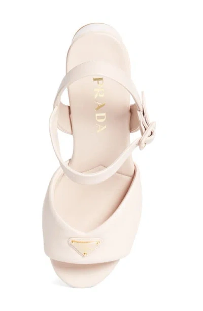 Prada Logo Platform Sandal In Neutral