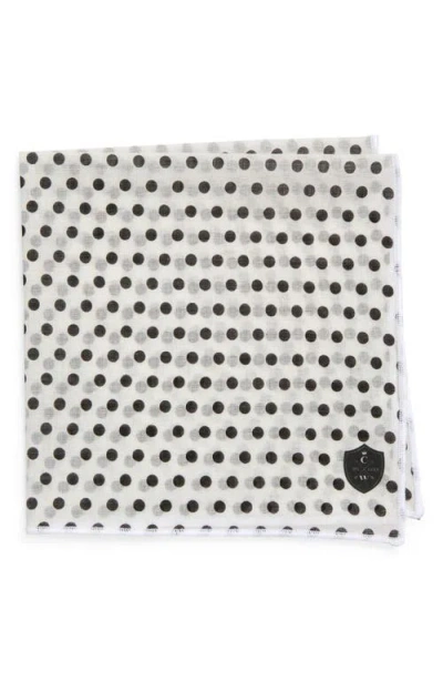 Clifton Wilson Polka Dot Cotton Pocket Square In White