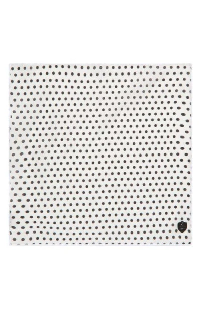 Clifton Wilson Polka Dot Cotton Pocket Square In White