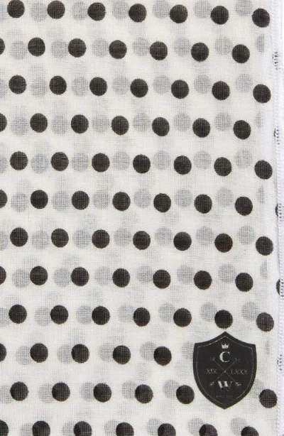 Clifton Wilson Polka Dot Cotton Pocket Square In White