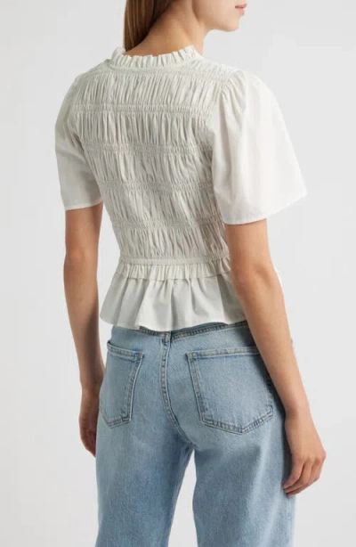 Rails Portia Smocked Ruffle Cotton Blend Crop Top In White