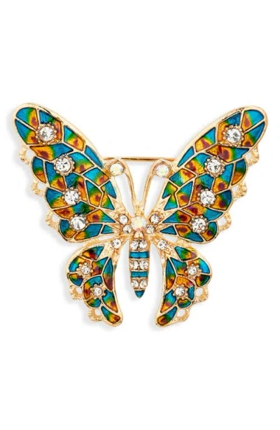 Clifton Wilson Embellished Butterfly Lapel Pin In Gold