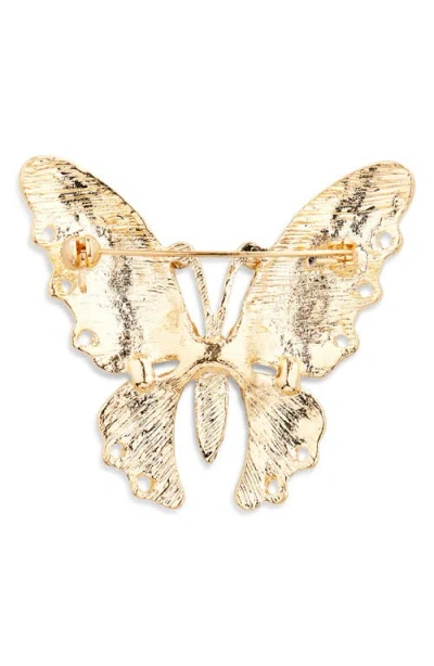 Clifton Wilson Embellished Butterfly Lapel Pin In Gold